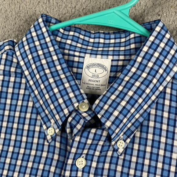 Brooks Brothers All Cotton Button Down Shirt Men's Large Plaid Causal Formal - Picture 1 of 10